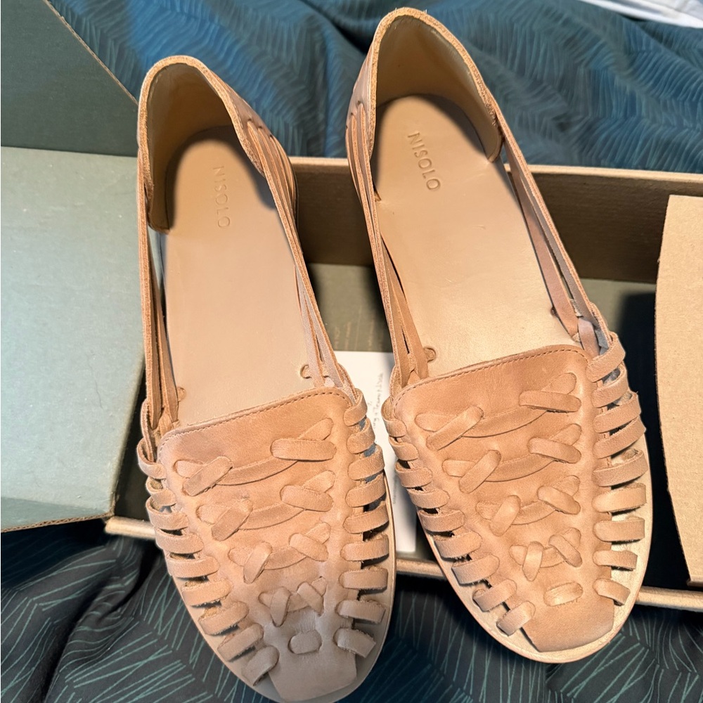 Nisolo Woven Leather Loafers in Tan NWT